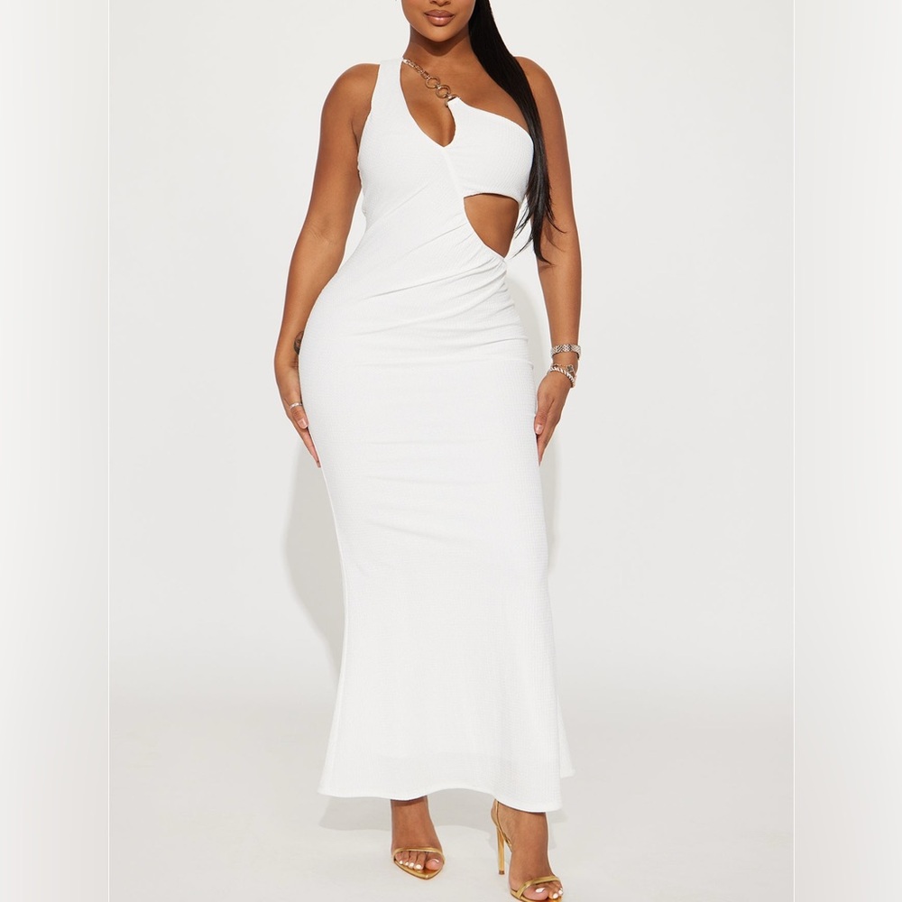 One shoulder jeweled maxi cutout dress